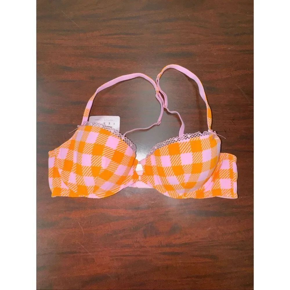 NWT Savage X Fenty Gingham Remix Low-Cut Balconette Bra Size 34B